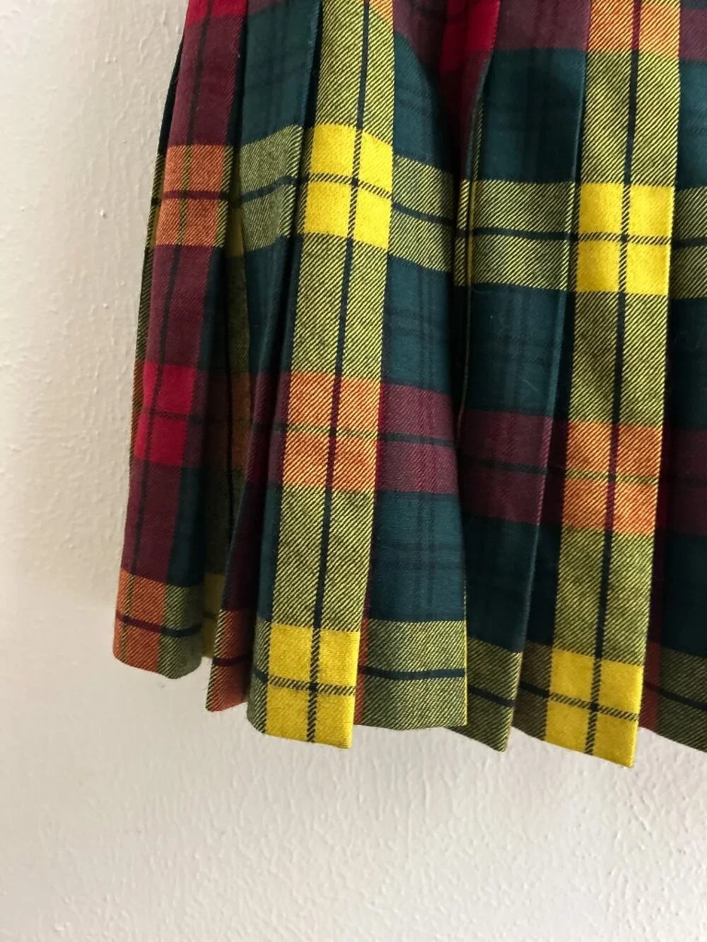 Vintage‎ Escada Tartan Buchanan Plaid Button Down Wool School Girl Skirt